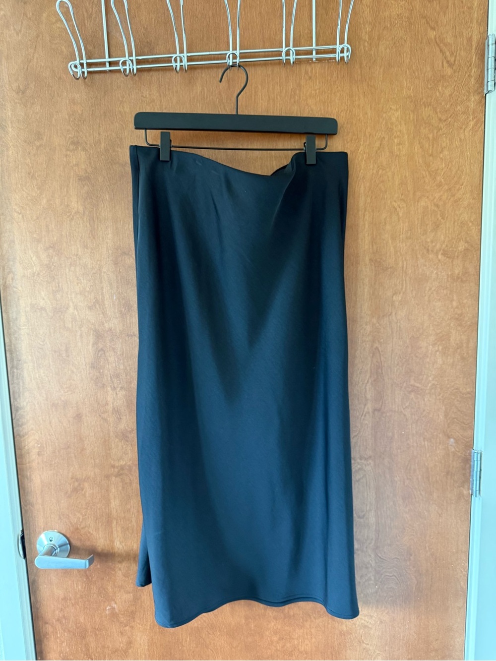 Black Satin Midi Skirt